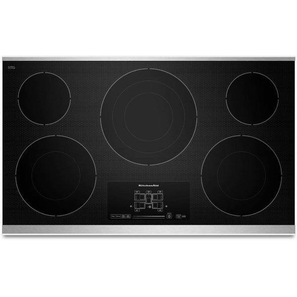 KitchenAid 36-inch Built-in Electric Cooktop with Even-Heat™ Technology KECC667BSS IMAGE 1