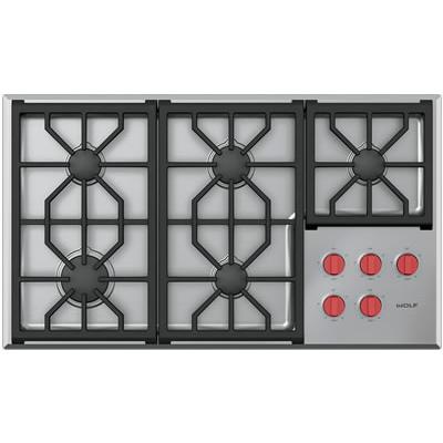 Wolf 36-inch Built-In Gas Cooktop CG365P/S/LP IMAGE 1