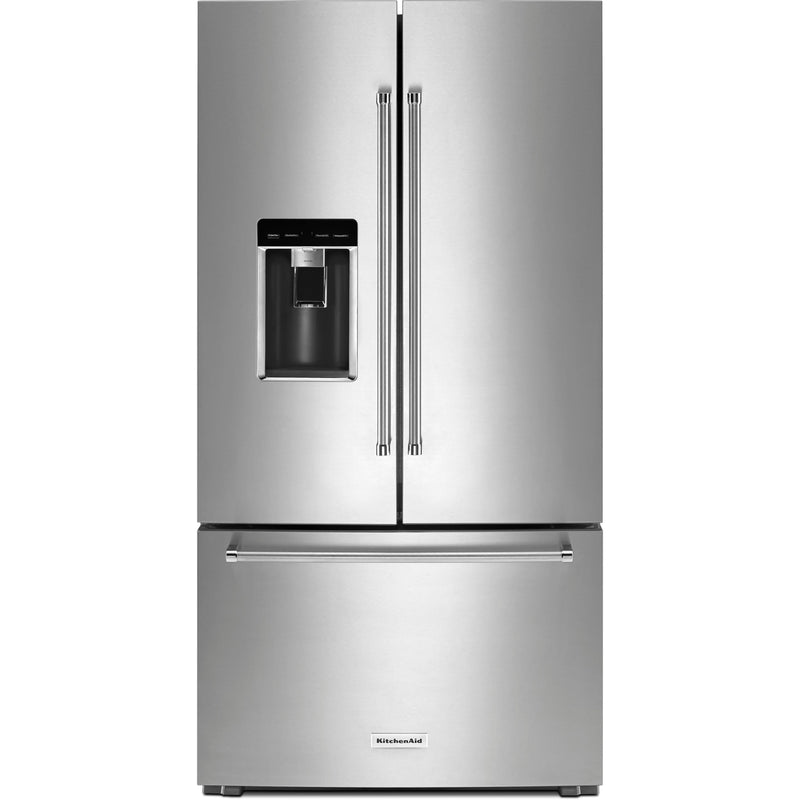 KitchenAid 36-inch, 23.8 cu. ft. Counter-Depth French 3-Door Refrigerator with Ice and Water Dispensing System KRFC704FPS IMAGE 1