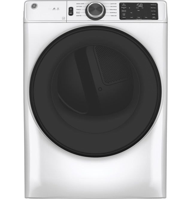 GE® ENERGY STAR® 7.8 cu. ft. Capacity Smart Front Load Electric Dryer with Sanitize Cycle GFD55ESSNWW