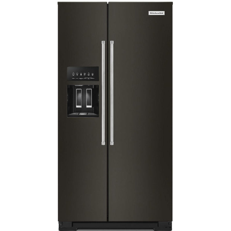 KitchenAid 22.6 cu ft. Counter-Depth Side-by-Side Refrigerator with Exterior Ice and Water Dispenser KRSC703HBS IMAGE 1