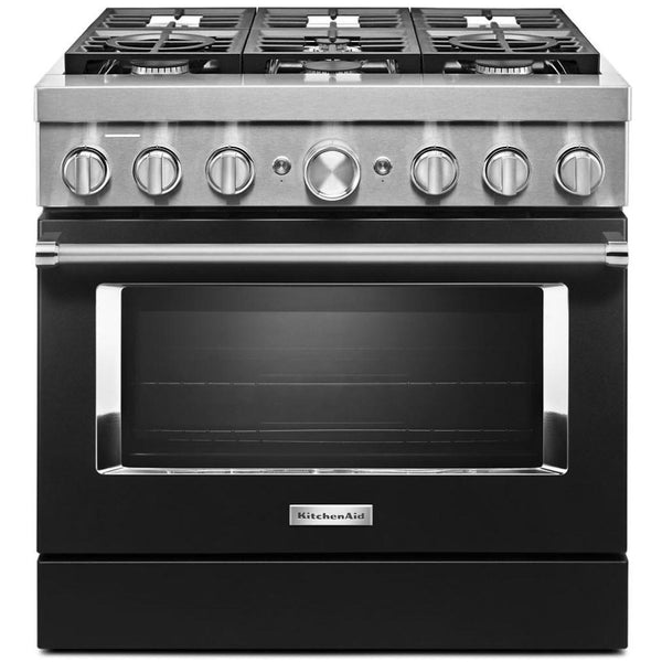 KitchenAid 36-inch Freestanding Dual Fuel Range with Even-Heat™ True Convection KFDC506JBK IMAGE 1