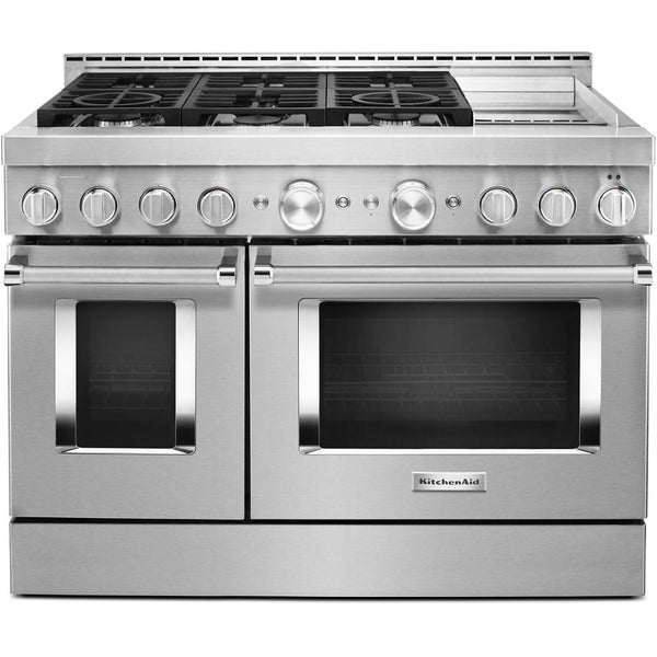 KitchenAid 48-inch Freestanding Gas Range with Even-Heat™ True Convection KFGC558JSS IMAGE 1