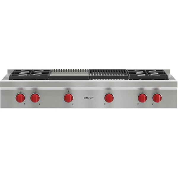 Wolf 48-inch Built-in Gas Rangetop with Infrared Charbroiler and Infrared Griddle SRT484CG-LP IMAGE 1