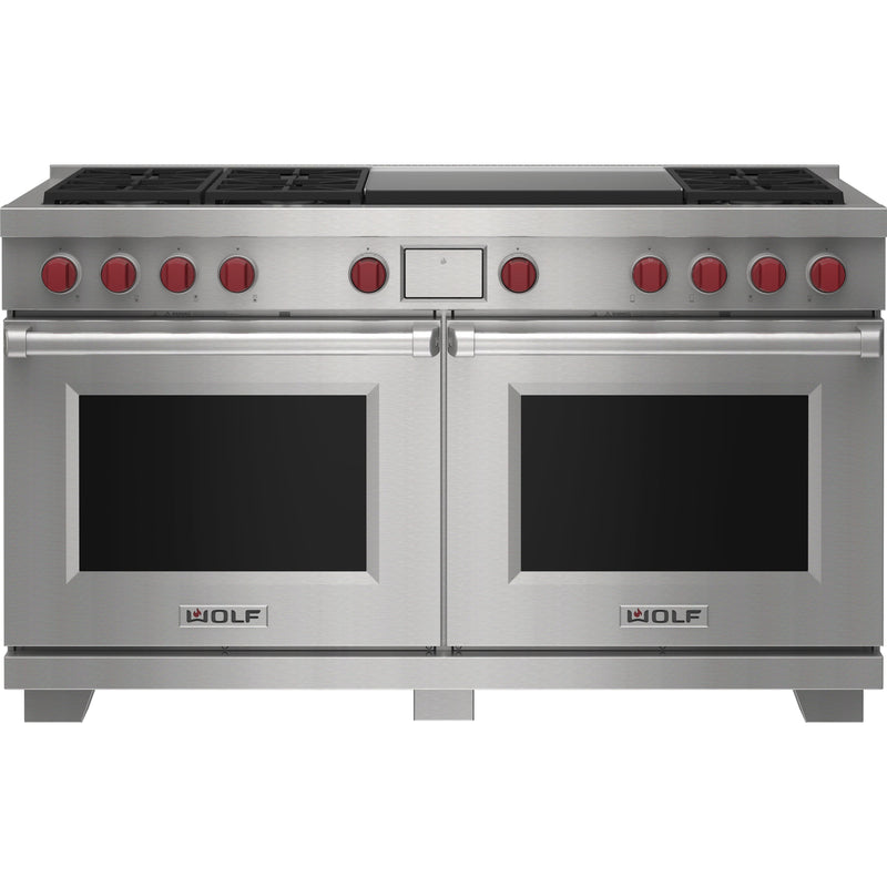 Wolf 60-inch Dual Fuel Range with Double Griddle DF60650DG/S/P/LP IMAGE 1