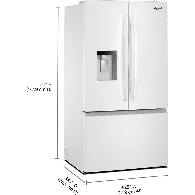 Whirlpool 36-inch, 30 cu. ft. Freestanding French 3-Door Refrigerator with External Water and Ice Dispensing System WRFF3536SW IMAGE 7