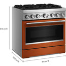  KitchenAid 36-inch, 5.1 cu. ft. Freestanding Commercial-Style Dual-Fuel Range with Even-Heat™ True Convection KFDS936SSC IMAGE 7
