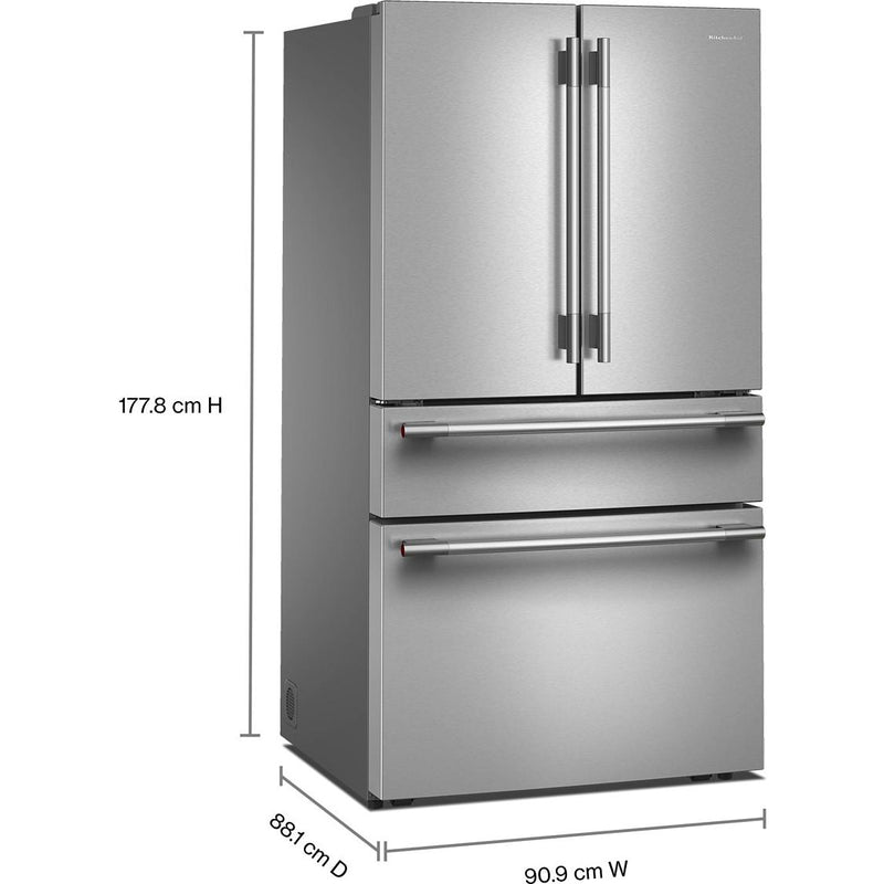  KitchenAid 36-inch, 30 cu. ft. French 3-Door Refrigerator with Interior Water Dispenser and Ice Maker KRMF336SPS IMAGE 10