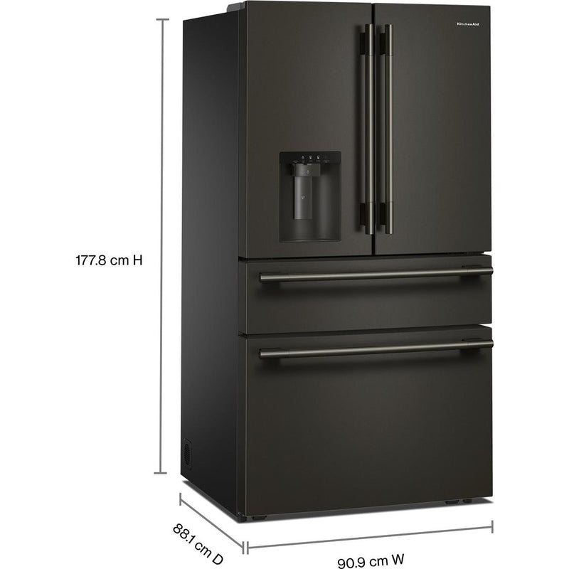  KitchenAid 36-inch, 29.51 cu. ft. Freestanding French 4-Door Refrigerator with Water and Ice Dispensing System KRMF436SBE IMAGE 7