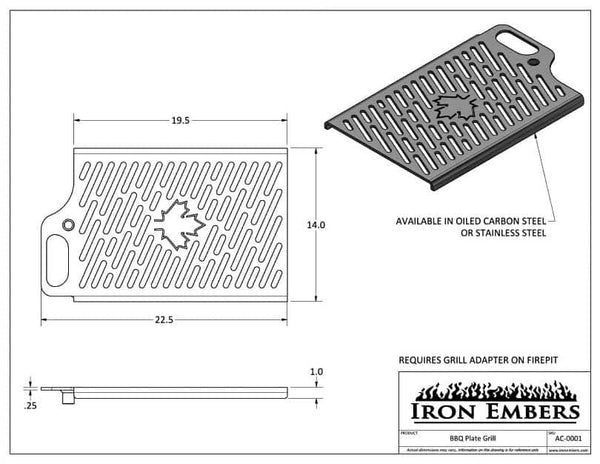 AC-0001 PLATE BBQ GRILL ATTACHMENT