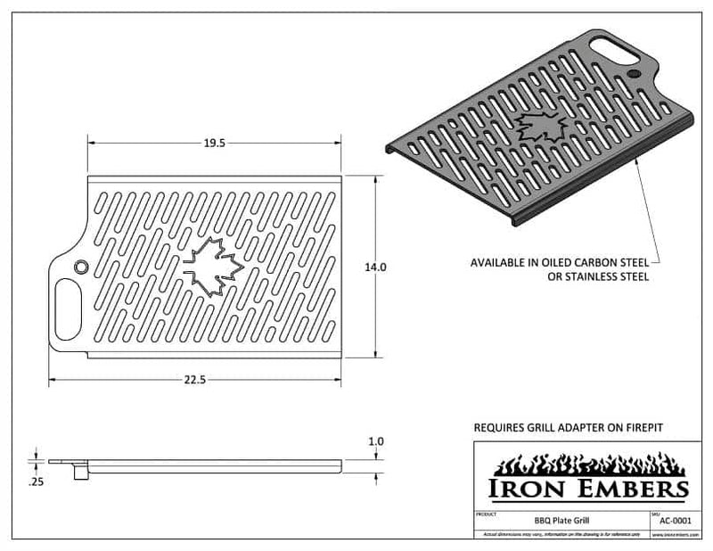 AC-0001 PLATE BBQ GRILL ATTACHMENT