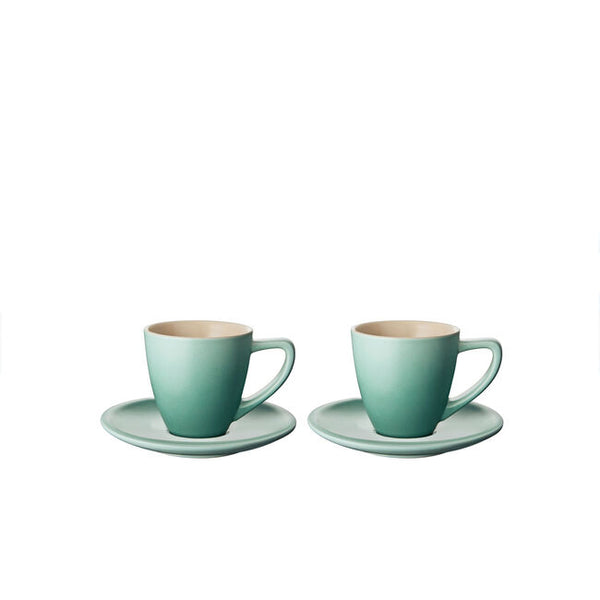 LE CREUSET CAPPUCICINO CUPS/SAUCER SET OF 2. (MINIMALIST COLLECTION) CAPPUCIINON CUPS/SAUCER SET OF 2.ST00685